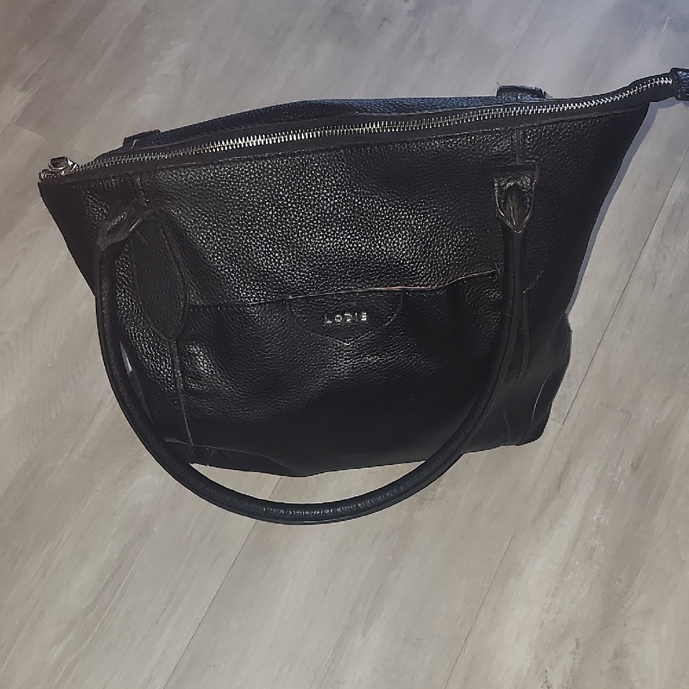 Lodis Sierra Large Black Pebbled Leather Shoulder Bag Tote Purse